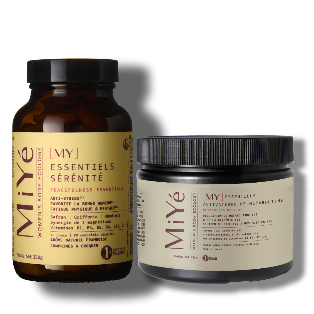 Lot de produits sur fond transparent, pack anti pic de cortisol
