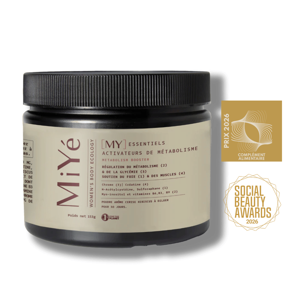 Les essentiels activateurs de métabolisme, pot de complément alimentaire en poudre pour combattre les blocages métaboliques, élus meilleur complément alimentaire des social beauty awards 2026