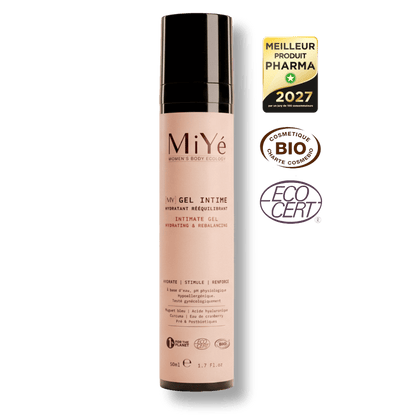 Tube airless de gel intime hydratant rééquilibrant bio, écocert et élu meilleur produit pharma 2027